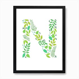 Leafy Letter N Art Print
