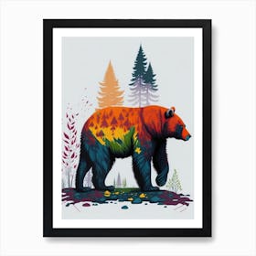 Leonardo Diffusion Forest Bear Painting Colorful Pro Vector Wh 3 Art Print