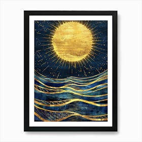 Golden Sun Over The Ocean Art Print