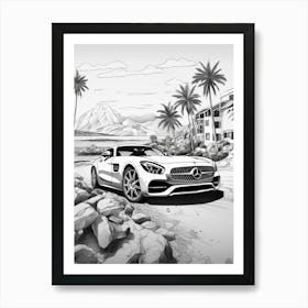 Mercedes Benz Amg Gt Tropical Drawing 3 Art Print