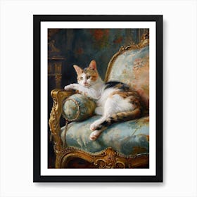 Cat Resting In A Grand Palace Rococo Inspired 2 Art Print