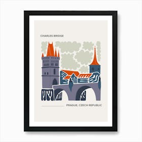 Charles Bridge   Prague, Czech Republic, Warm Colours Illustration Travel Poster 2 Art Print