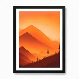 Misty Mountains Vertical Composition In Orange Tone 173 Art Print