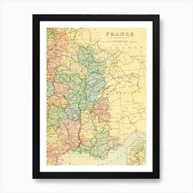 Map Of France — retro map, vintage map print Affiche