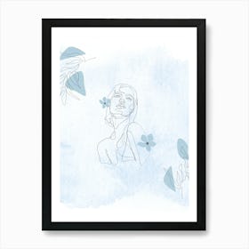 Illustration Of A Woman With Flowers Art Print