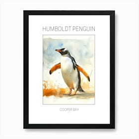 Humboldt Penguin Cooper Bay Watercolour Painting 4 Poster Art Print