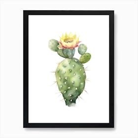 Lemon Ball Cactus Watercolour Drawing 2 Art Print