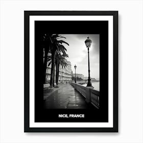 Poster Of Nice, France, Mediterranean Black And White Photography Analogue 7 Art Print