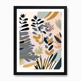 Running Pine Wildflower Modern Muted Colours 1 Art Print