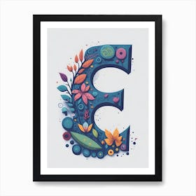 Colorful Letter E Illustration 99 Art Print