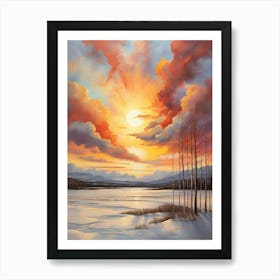 Sunset Over The Lake 1 Art Print