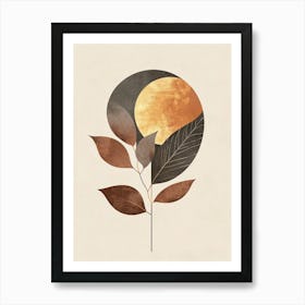 Moon And Leaves Art Print