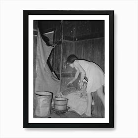 Mexican Girl Standing Over Pan Of Hot Coal In Which Pail Of Water Is Heating, Robstown, Texas By Russell Lee Art Print