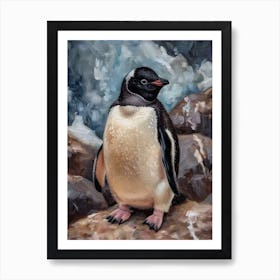 Adlie Penguin Petermann Island Oil Painting 4 Art Print