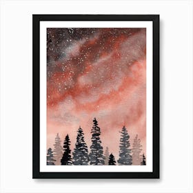 Night Sky Watercolor Painting Art Print