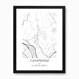 Castellbisbal,Spain Minimalist Map Art Print