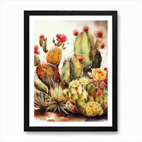 Watercolor Cactus Painting nature flora Art Print