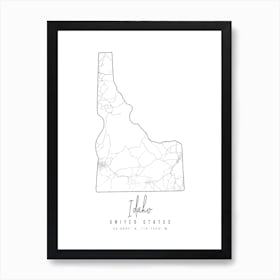 Idaho Minimal Street Map Art Print