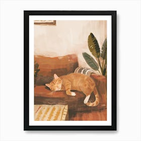 Cat Sleeping On The Couch 4 Art Print
