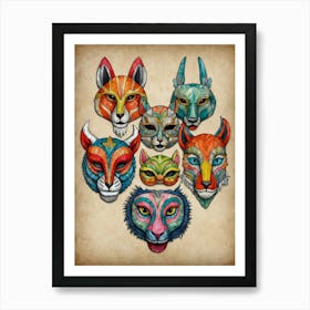 Masks Of The World Art Print