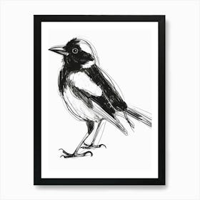 B&W Magpie Art Print