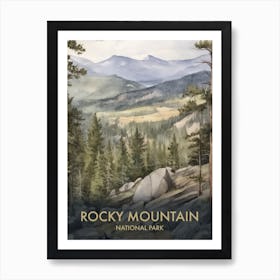 Rocky Mountain National Park Watercolour Vintage Travel Poster 1 Art Print