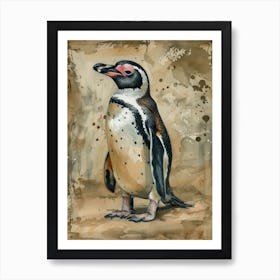 Humboldt Penguin Robben Island Watercolour Painting 1 Art Print