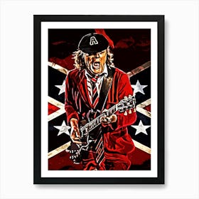 angus young ac dc band music Flag Art Print