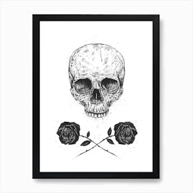 Skull N Roses Art Print