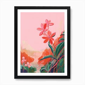 Boho Wildflower Painting Wild Pink Silene 3 Art Print