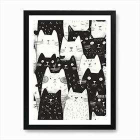 Perfectly Repeatable Artwork With Cute Cat Faces 20 Art Print