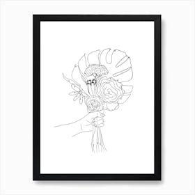 Line Drawing Flowers Art Print