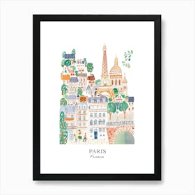 Paris France 2 Gouache Travel Illustration Art Print