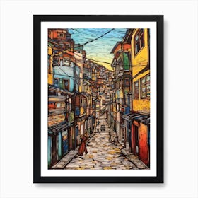 Painting Of Rio De Janeiro With A Cat Drawing 1 Art Print