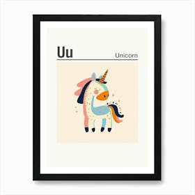 Animals Alphabet Unicorn 3 Art Print