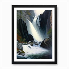 Skjervsfossen, Norway Peaceful Oil Art  (1) Art Print