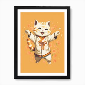 Kawaii Cat Drawings Dancing 2 Art Print