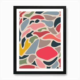 JUPITER Retro Mid-Century Modern Abstract with Big Red Spot in Vintage Colours Art Print