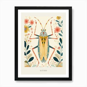 Colourful Insect Illustration Katydid 14 Poster Art Print