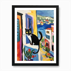 Painting Of A Cat In Paphos Cyprus 2 Art Print