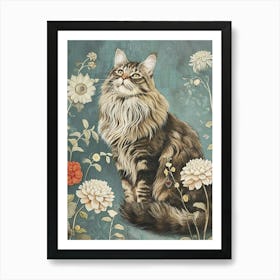 Maine Coon Cat Japanese Illustration 1 Art Print