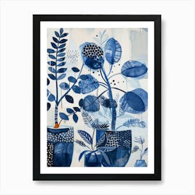 Blue Potted Plants Art Print