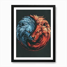 Badass Lion And Wolf 9 Art Print