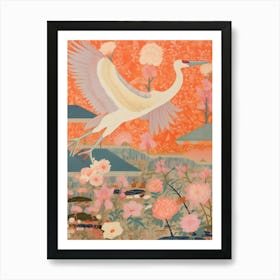 Maximalist Bird Painting Crane 4 Art Print