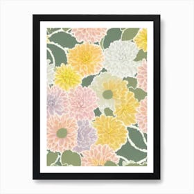 Chrysanthemums Pastel Floral 5 Flower Art Print