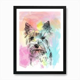 Yorkshire Terrier Dog Pastel Line Painting 4 Art Print