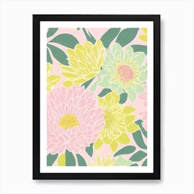 Proteas Pastel Floral 2 Flower Art Print