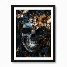 Skull With Flowers Art Print