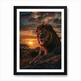 Lion At Sunset Art Print