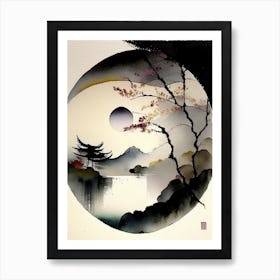 Landscapes 4 Yin And Yang Japanese Ink Art Print